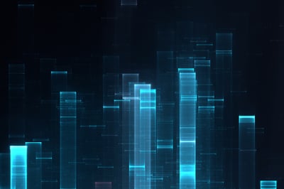 An abstract vertical pattern in shades of blue, accentuated with vibrant highlights.